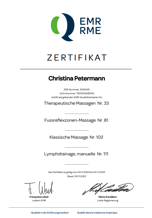 EMR Zertifikat Christina Petermann 2024