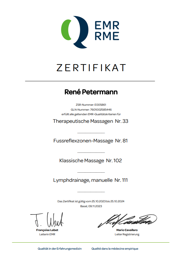 EMR Zertifikat René Petermann